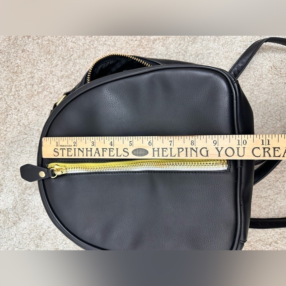 Steve Madden Backpack Multi Zipper Black Yellow Adjustable Strap Purse Bag Tote - Picture 12 of 16